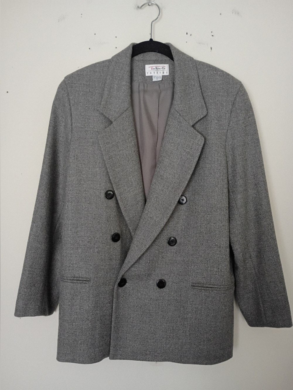 Vintage Talbots 100% Wool Double Breasted Blazer in Gray Size 10 Petite